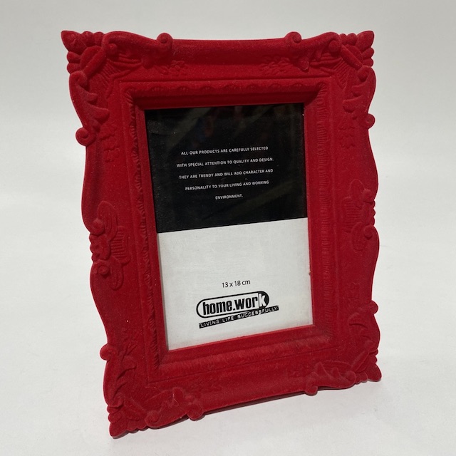 FRAME, Contemporary Red Flocked Photo Frame